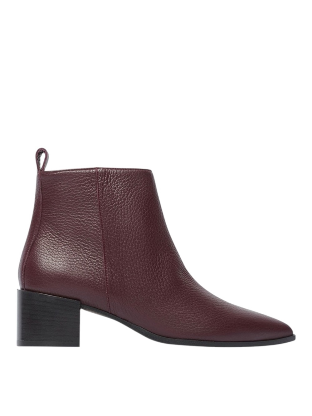 EVERLANE The Boss Boot Plum Burgundy Leather Pointed Zippered Western Ankle Boot